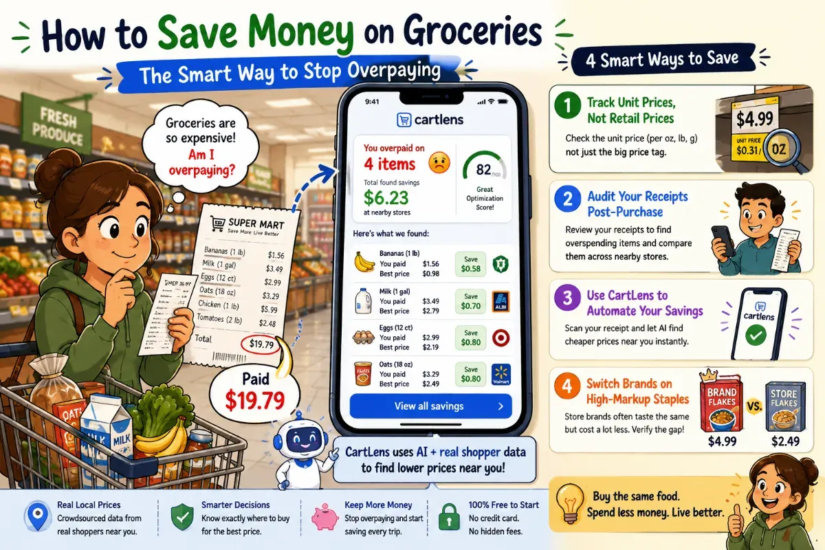 CartLens illustration on how to save money on groceries the smart way to stop overpaying